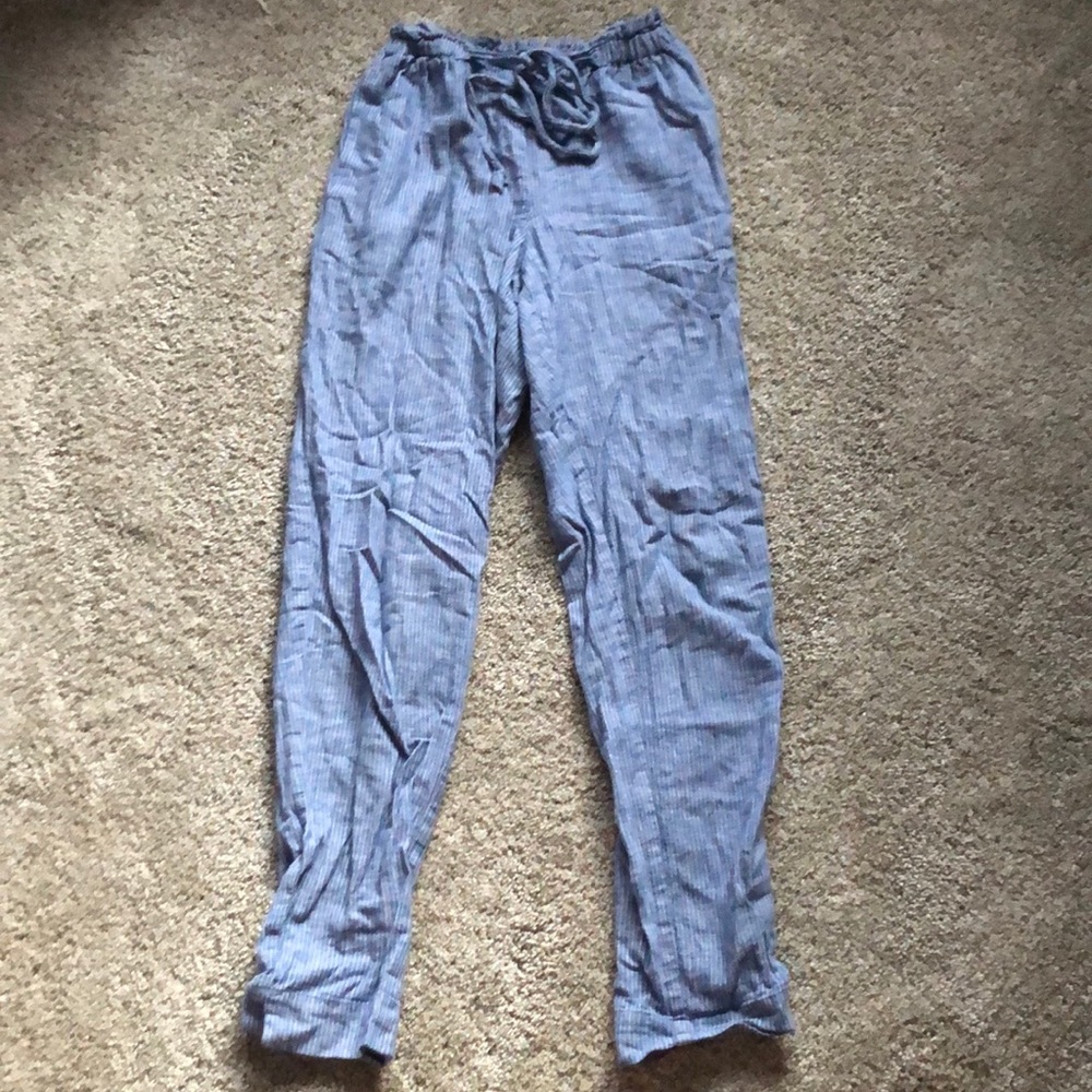 Blue and white striped loose fitting pants